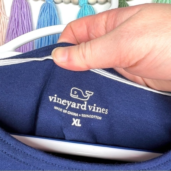 Vineyard Vines Blue Navy Preppy Gingham Pocket Short Sleeve Shirt Sz Extra Large - Picture 12 of 17